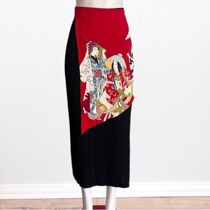 Precious  Threads Graphic Geisha Oversized Print True Wrap Skirt
SZ1  28” Waist
